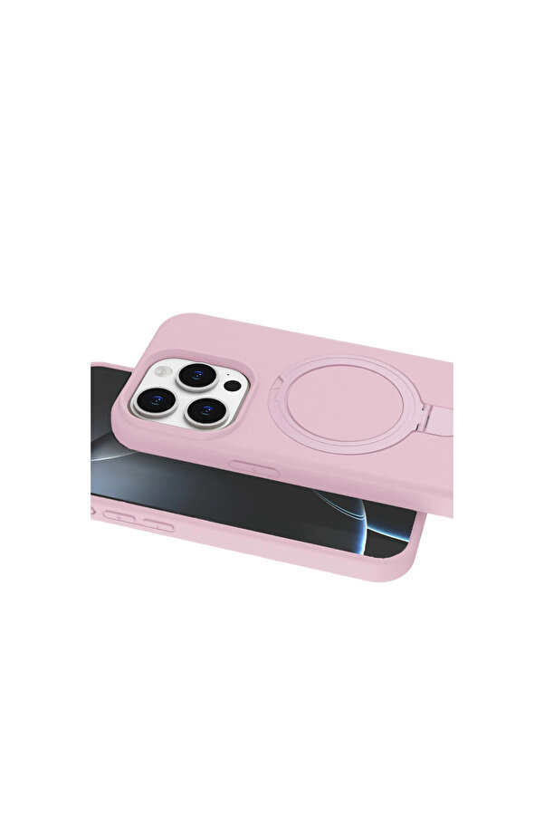 Evi̇mdeyokyok Apple İphone 14 Pro Max Regal Magsafe Standlı Kapak - Açık Pembe