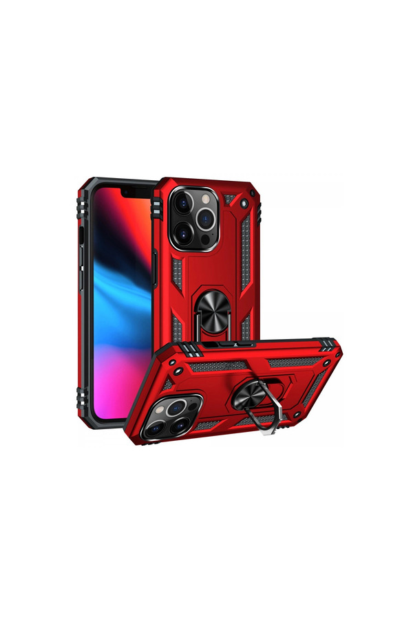 Evi̇mdeyokyok Apple İphone 14 Pro Kılıf Sofya Yüzüklü Si̇li̇kon Kapak - Kırmızı