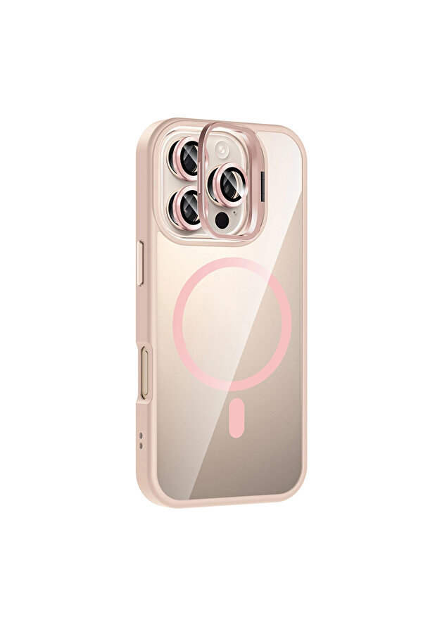 Evi̇mdeyokyok Joko Apple İphone 16 Pro Max Remi̇m Lensli̇ Magsafe Standlı Kapak - Pembe