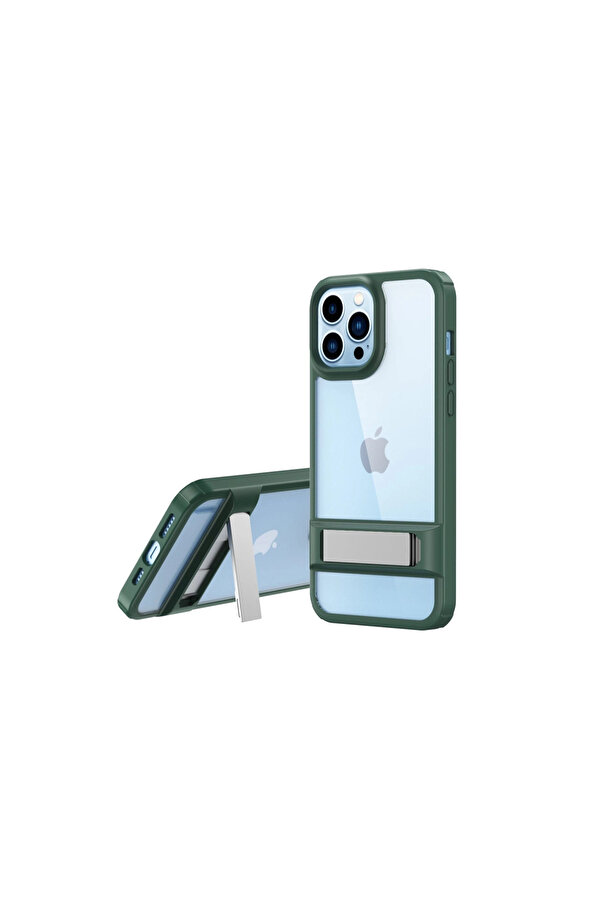 Evi̇mdeyokyok Apple İphone 13 Pro Max Kılıf Rolet Stand Kapak - Yeşi̇l
