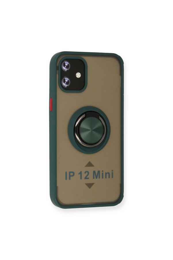 Evimdeyokyok Apple İphone 12 Mini Kılıf Montreal Yüzüklü Silikon Kapak - Yeşil