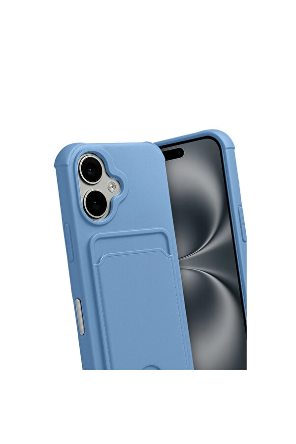 Evi̇mdeyokyok Apple İphone 17 Kelvi̇n Kartvi̇zi̇tli̇ Si̇li̇kon - Mavi̇