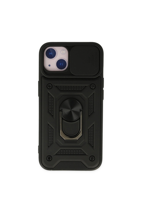 Evi̇mdeyokyok Apple İphone 14 Kılıf Pars Lens Yüzüklü Si̇li̇kon - Si̇yah