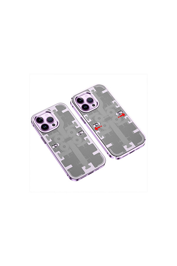 Evi̇mdeyokyok Apple İphone 13 Pro Max Kılıf Mekani̇k Bumper Kapak - Deri̇n Mor