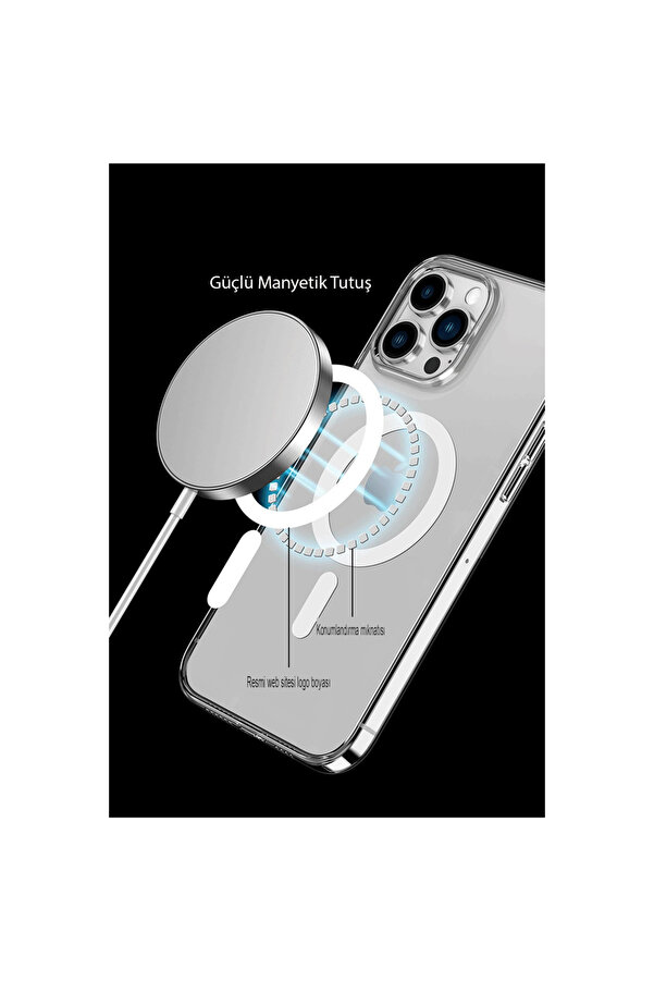 Evi̇mdeyokyok Apple İphone 14 Pro Kılıf Tron Şeffaf Magsafe Kapak - Mavi̇