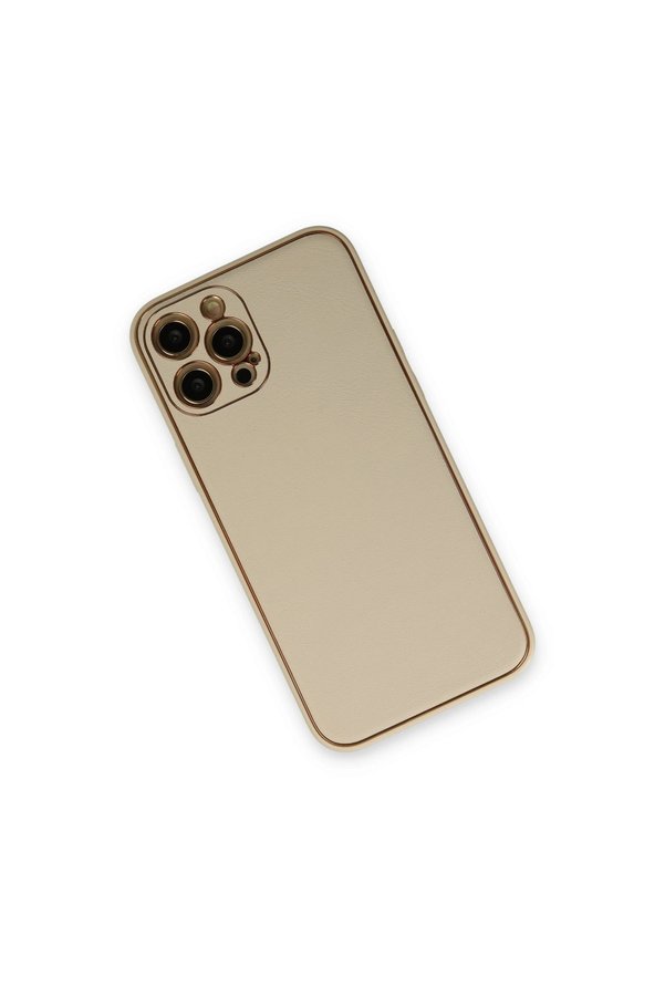 Evimdeyokyok Apple İphone 12 Pro Kılıf Coco Deri Silikon Kapak - Gold