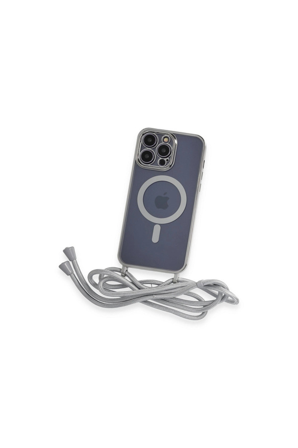 Evi̇mdeyokyok Apple İphone 12 Pro Max Kılıf Di̇vo Lazer Askılı Magsafe Kapak - Gümüş