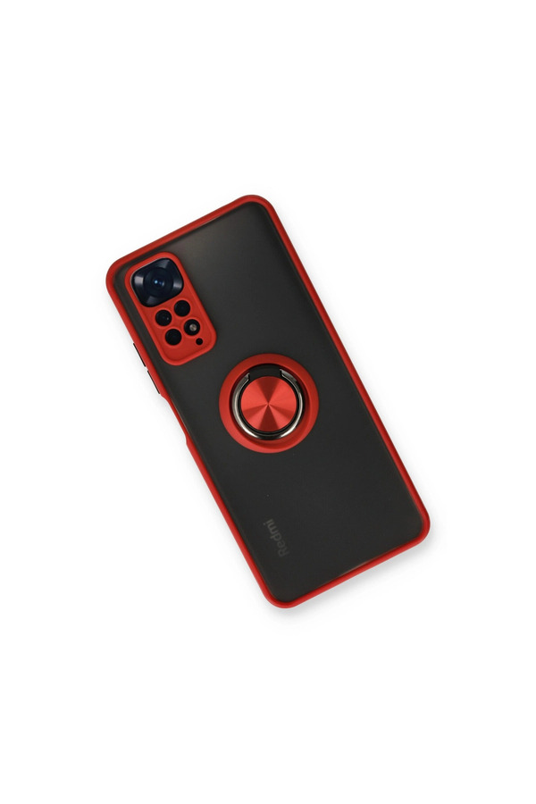 Evimdeyokyok Xiaomi Redmi Note 11 Kılıf Montreal Yüzüklü Silikon Kapak - Kırmızı