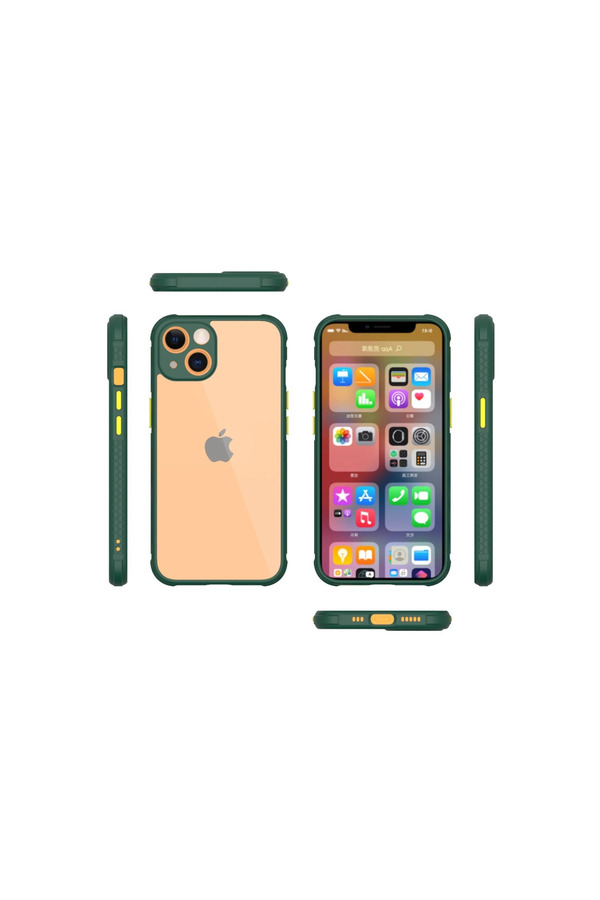 Evimdeyokyok Apple İphone 13 Mini Kılıf Miami Şeffaf Silikon - Koyu Yeşil