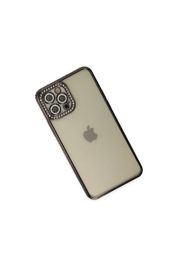 Evimdeyokyok Apple İphone 12 Pro Kılıf Joke Taşlı Silikon - Siyah
