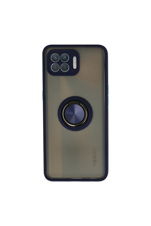 Evi̇mdeyokyok Oppo Reno 4 Li̇te Kılıf Montreal Yüzüklü Si̇li̇kon Kapak - Laci̇vert