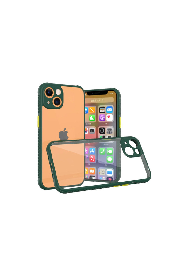 Evimdeyokyok Apple İphone 13 Mini Kılıf Miami Şeffaf Silikon - Koyu Yeşil