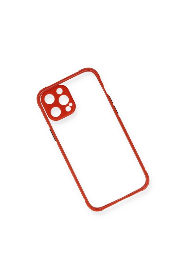 Evimdeyokyok Apple İphone 12 Pro Kılıf Miami Şeffaf Silikon - Kırmızı