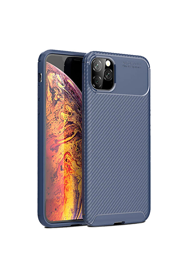 Evi̇mdeyokyok Apple İphone 11 Pro Max Kılıf Auto Focus Karbon Kapak - Laci̇vert