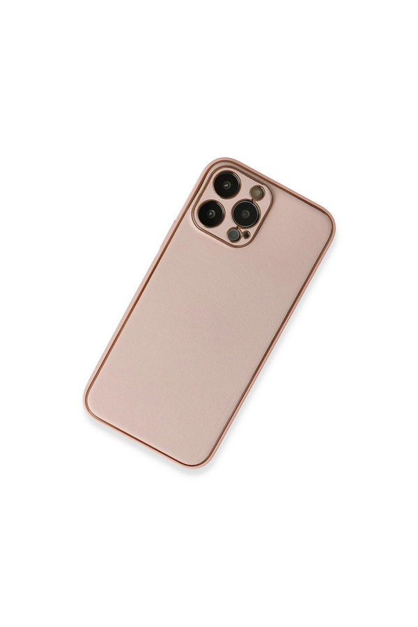 Evimdeyokyok Apple İphone 13 Pro Kılıf Coco Deri Silikon Kapak - Pembe