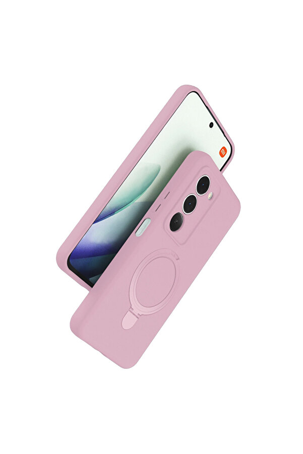 Evi̇mdeyokyok Xi̇aomi̇ Redmi̇ 15 4G Regal Magsafe Standlı Kapak - Açık Pembe