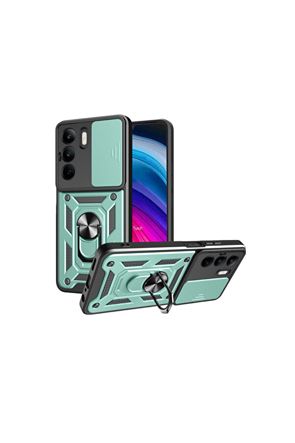 Evi̇mdeyokyok Realme C75 4G Kılıf Pars Lens Yüzüklü Si̇li̇kon - Yeşi̇l