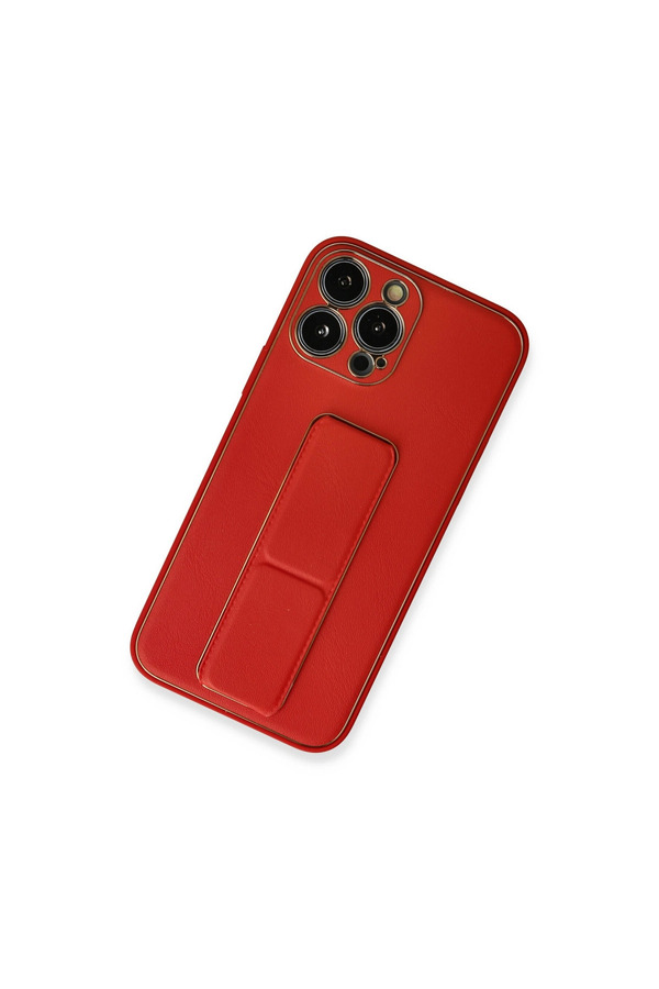 Evimdeyokyok Apple İphone 13 Pro Max Kılıf Coco Deri Standlı Kapak - Kırmızı