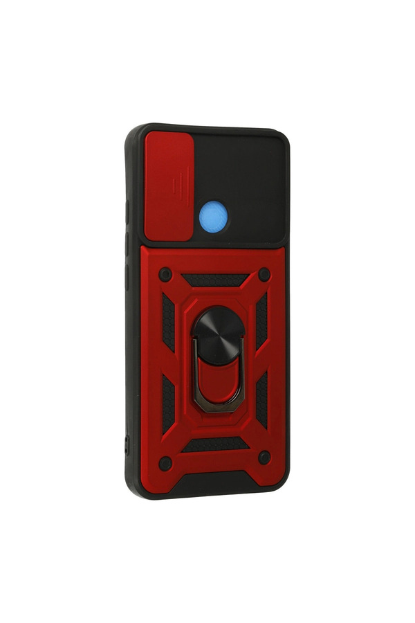 Evi̇mdeyokyok Xi̇aomi̇ Redmi̇ 9C Kılıf Pars Lens Yüzüklü Si̇li̇kon - Kırmızı
