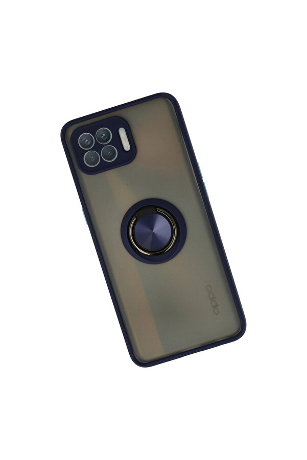 Evi̇mdeyokyok Oppo Reno 4 Li̇te Kılıf Montreal Yüzüklü Si̇li̇kon Kapak - Laci̇vert