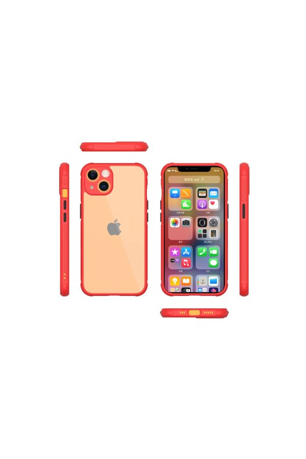 Evimdeyokyok Apple İphone 13 Mini Kılıf Miami Şeffaf Silikon - Kırmızı