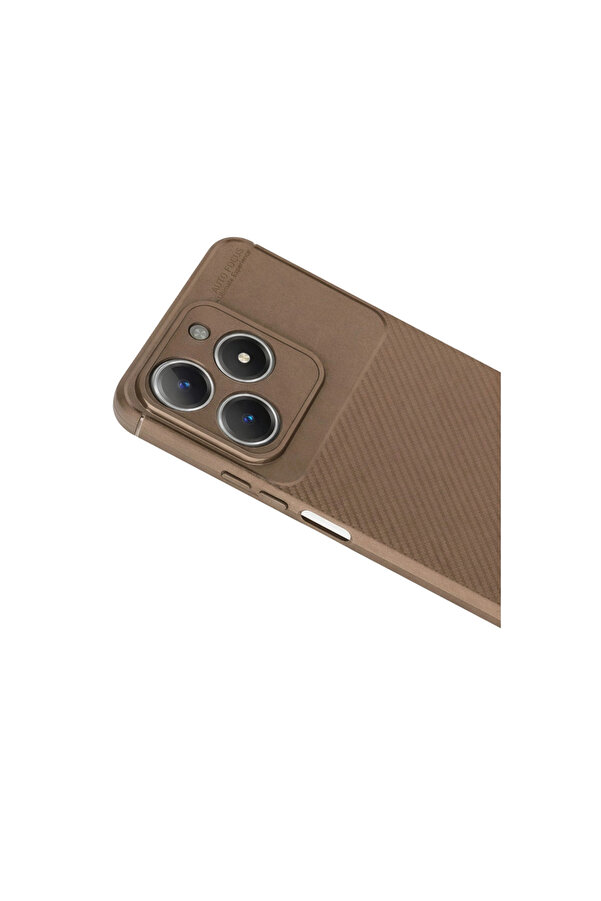 Evi̇mdeyokyok Realme C61 Kılıf Auto Focus Karbon Kapak - Kahverengi̇