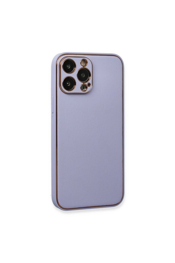 Evimdeyokyok Apple İphone 13 Pro Kılıf Coco Deri Silikon Kapak - Açık Lila