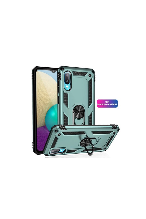 Evimdeyokyok Samsung Galaxy A02 Kılıf Sofya Yüzüklü Silikon Kapak - Yeşil