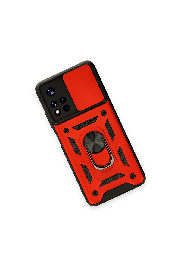 Evi̇mdeyokyok Xi̇aomi̇ Redmi̇ Note 11T Kılıf Pars Lens Yüzüklü Si̇li̇kon - Kırmızı