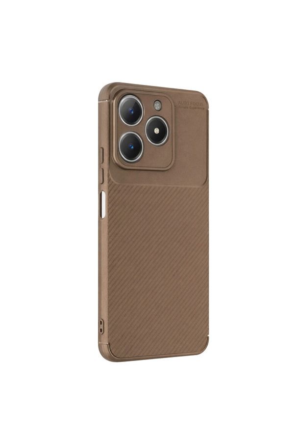 Evi̇mdeyokyok Realme C61 Kılıf Auto Focus Karbon Kapak - Kahverengi̇
