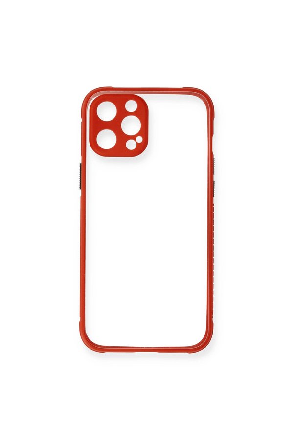 Evimdeyokyok Apple İphone 12 Pro Kılıf Miami Şeffaf Silikon - Kırmızı