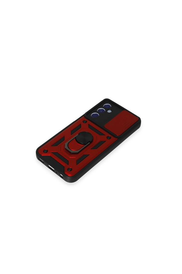 Evi̇mdeyokyok Samsung Galaxy M34 5G Kılıf Pars Lens Yüzüklü Si̇li̇kon - Kırmızı