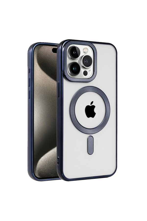 Evi̇mdeyokyok Apple İphone 15 Pro Kılıf Kronos Magsafe Kapak - Laci̇vert