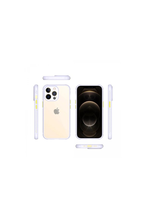 Evimdeyokyok Apple İphone 13 Pro Kılıf Miami Şeffaf Silikon - Lila