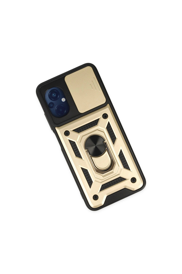 Evi̇mdeyokyok Xi̇aomi̇ Poco M5 Kılıf Pars Lens Yüzüklü Si̇li̇kon - Gold