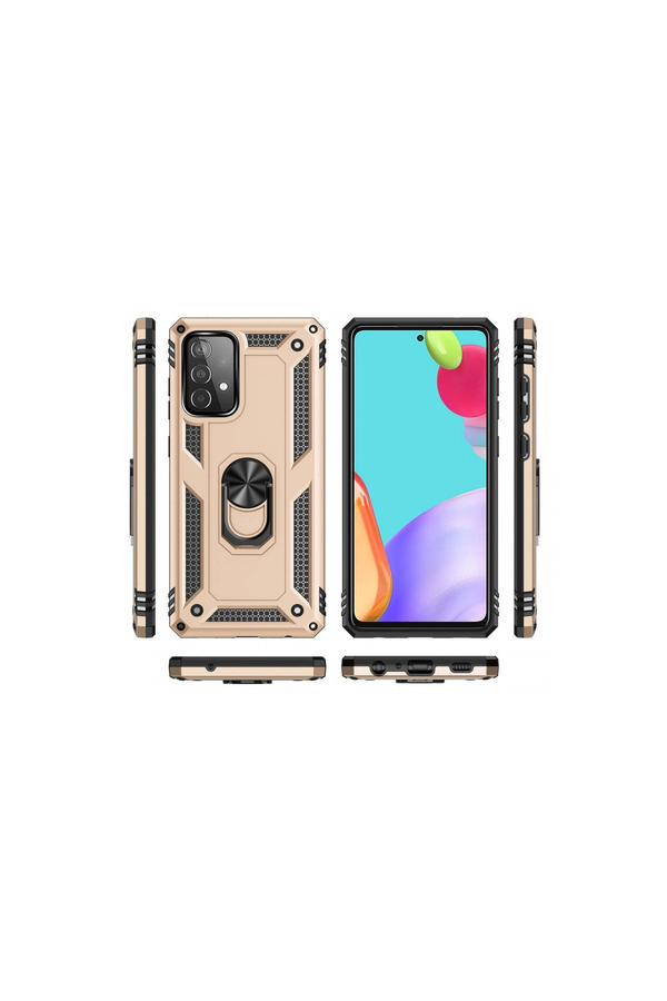 Evimdeyokyok Samsung Galaxy A52 Kılıf Sofya Yüzüklü Silikon Kapak - Gold