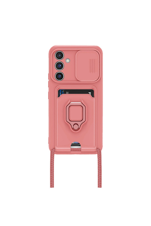 Evi̇mdeyokyok Samsung Galaxy A14 4G Kılıf Zuma Kartvi̇zi̇tli̇ Yüzüklü Si̇li̇kon - Pembe