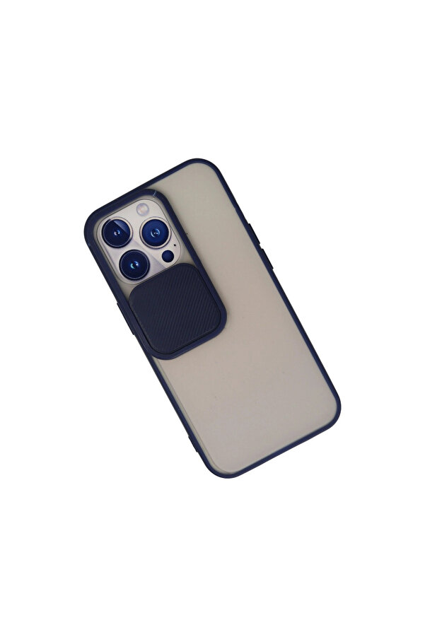 Evi̇mdeyokyok Apple İphone 13 Pro Kılıf Palm Buzlu Kamera Sürgülü Si̇li̇kon - Laci̇vert