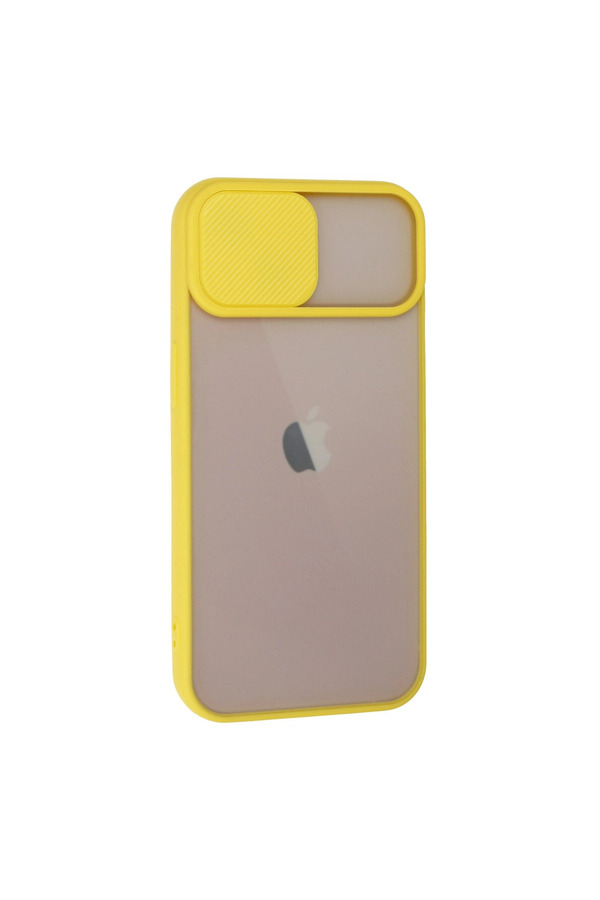 Evi̇mdeyokyok Apple İphone 13 Kılıf Palm Buzlu Kamera Sürgülü Si̇li̇kon - Sarı