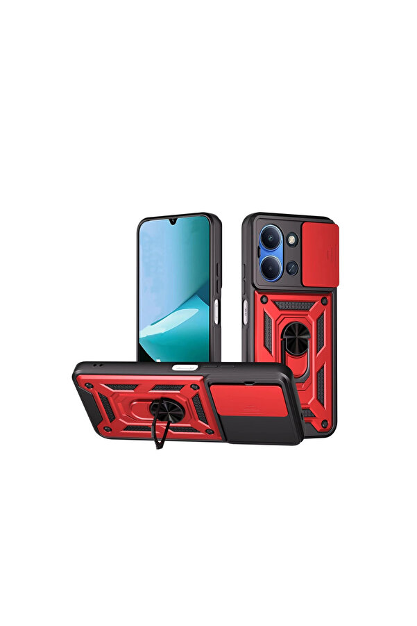 Evi̇mdeyokyok Xi̇aomi̇ Redmi̇ 15C 4G Pars Lens Yüzüklü Si̇li̇kon - Kırmızı