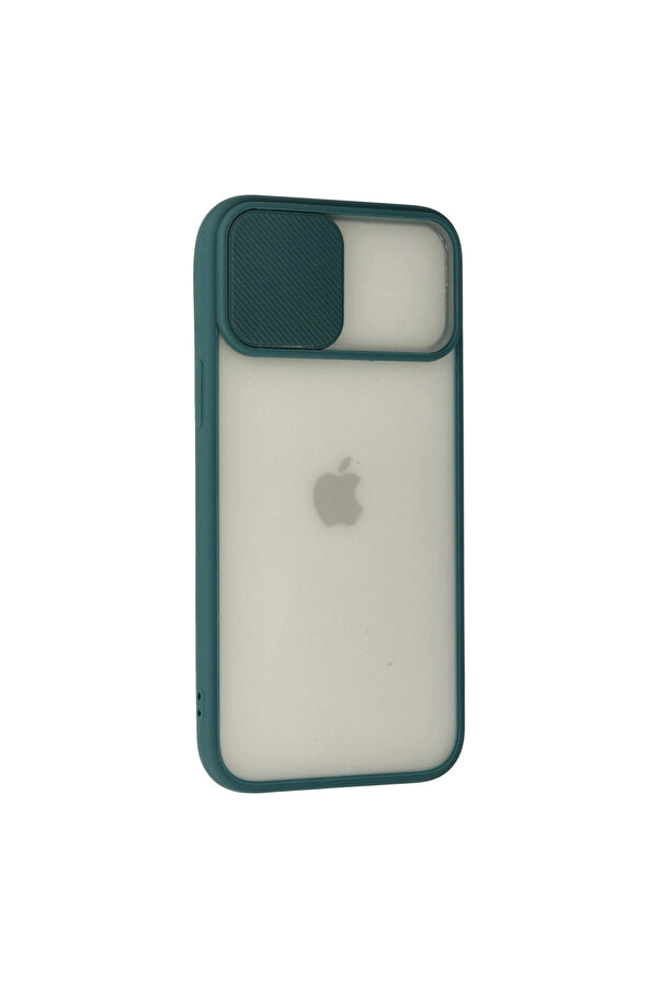 Evi̇mdeyokyok Apple İphone 12 Pro Max Kılıf Palm Buzlu Kamera Sürgülü Si̇li̇kon - Yeşi̇l