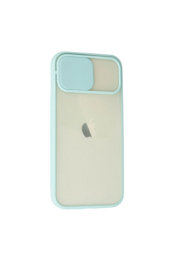 Evi̇mdeyokyok Apple İphone 12 Kılıf Palm Buzlu Kamera Sürgülü Si̇li̇kon - Turkuaz
