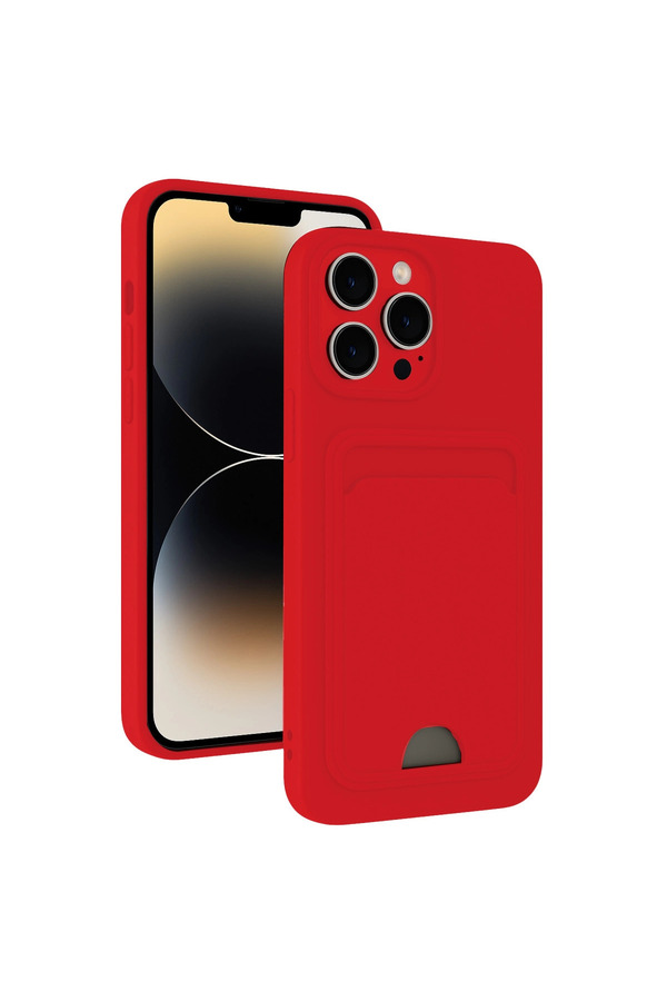 Evi̇mdeyokyok Apple İphone 13 Pro Max Kılıf Kelvi̇n Kartvi̇zi̇tli̇ Si̇li̇kon - Kırmızı