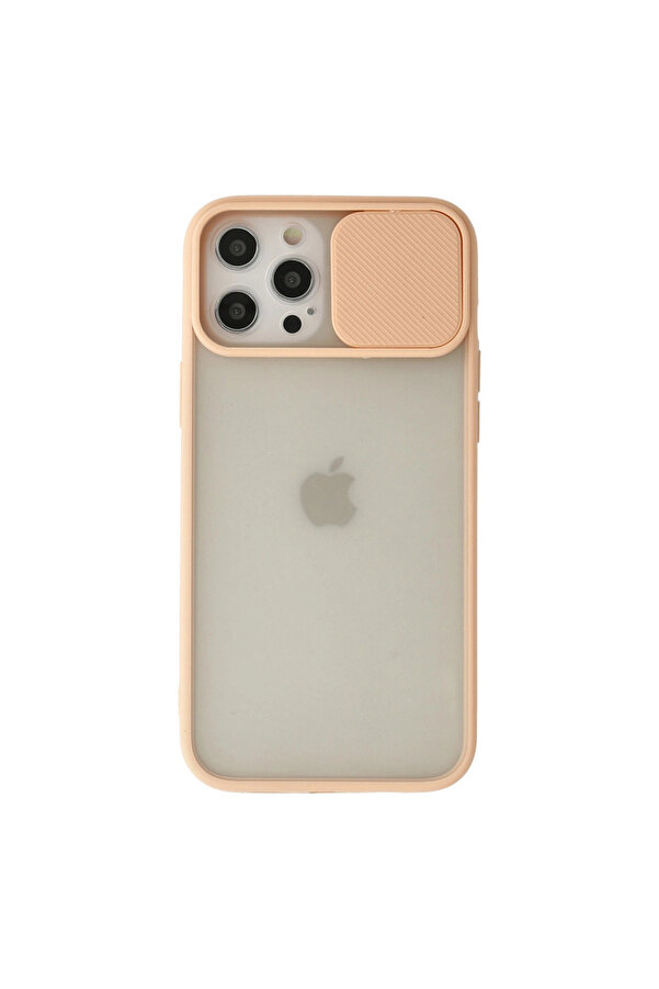 Evi̇mdeyokyok Apple İphone 12 Pro Max Kılıf Palm Buzlu Kamera Sürgülü Si̇li̇kon - Pembe