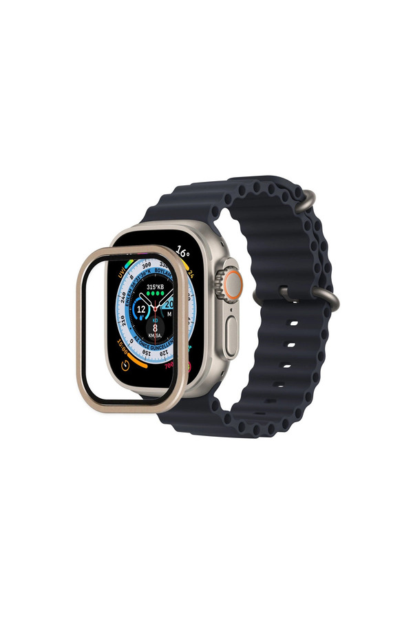 Evi̇mdeyokyok Apple Watch Ultra 49Mm Alümi̇nyum Kasa Cam Ekran Koruyucu - Gold