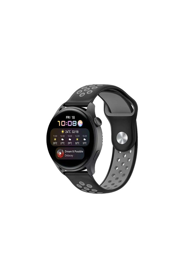Evi̇mdeyokyok Watch 20Mm Spor Deli̇kli̇ Kordon - Si̇yah-Gri̇