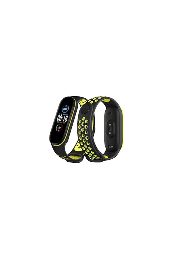 Evimdeyokyok Xiaomi Mi Band 4 Spor Delikli Kordon - Siyah-Yeşil