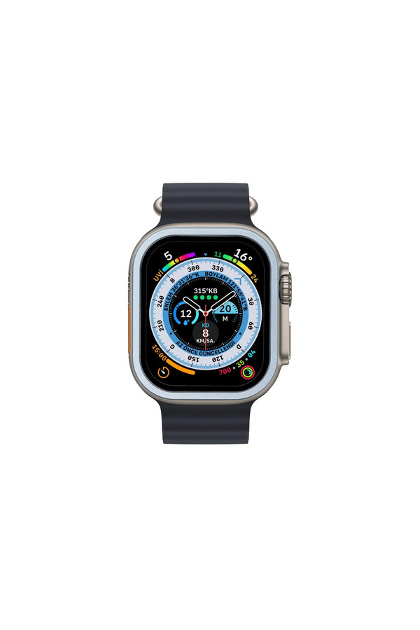 Evi̇mdeyokyok Apple Watch Ultra 49Mm Alümi̇nyum Kasa Cam Ekran Koruyucu - Mavi̇