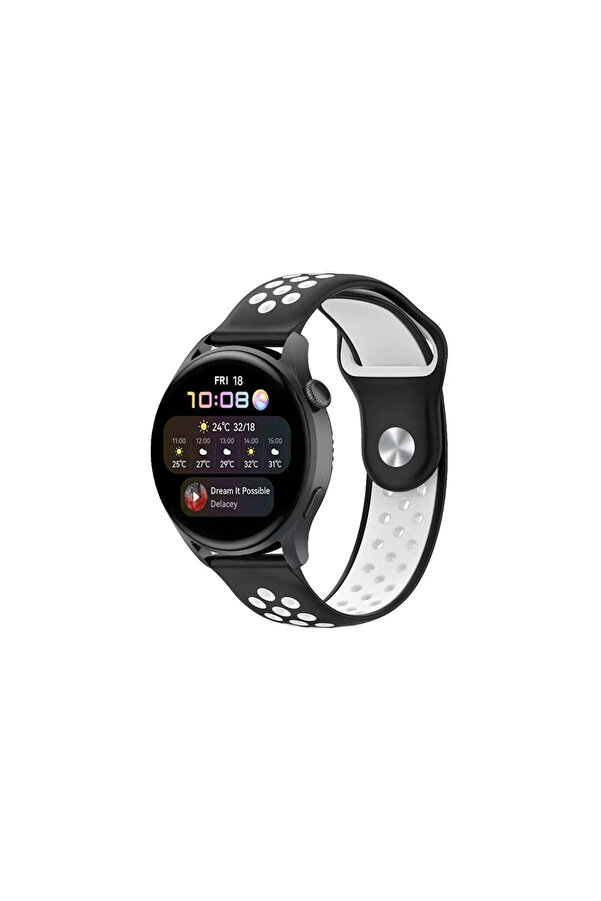 Evi̇mdeyokyok Watch 22Mm Spor Deli̇kli̇ Kordon - Si̇yah-Beyaz