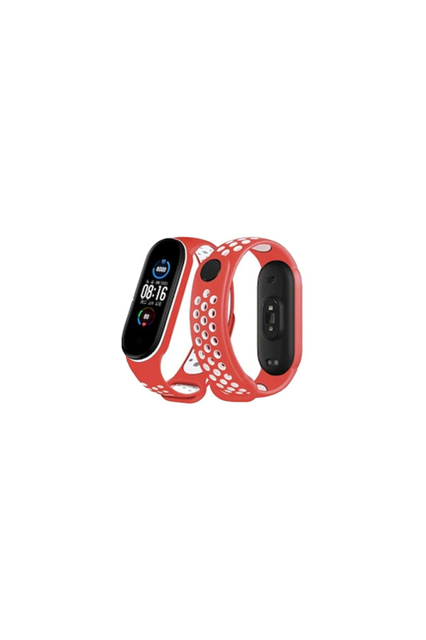 Evi̇mdeyokyok Xi̇aomi̇ Mi̇ Band 6 Spor Deli̇kli̇ Kordon - Kırmızı-Beyaz